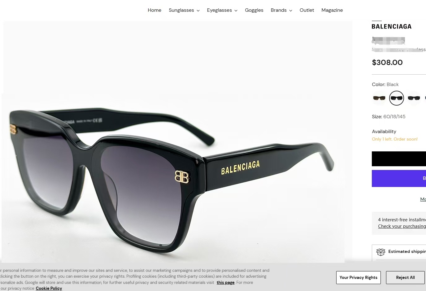  𝘽𝘼𝙇𝙀𝙉𝘾𝙄𝘼𝙂𝘼
MOD：BB0389S
Size：65口13-145
