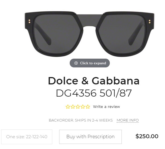  Dolce gabbana 
MOD：DG4356
Size：22口12 140
