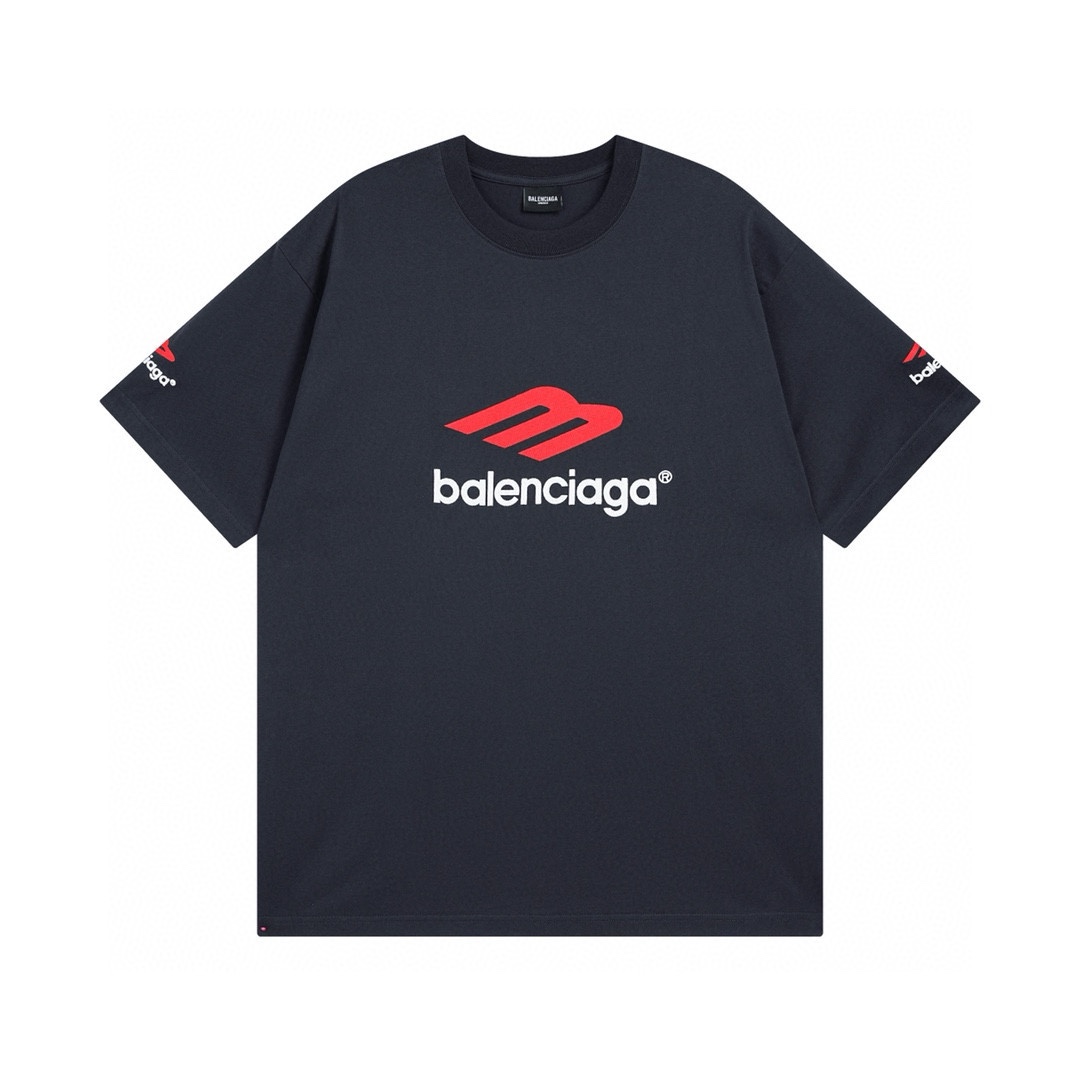 Balenciaga Kleidung T-Shirt Stickerei Baumwolle Kurzarm T233207