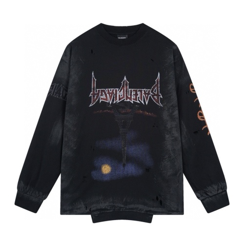 Balenciaga 2025 SS Inverted Eiffel Tower Inkjet Graffiti Distressed T-Shirt 6 Balenciaga 2025 SS Inverted Eiffel Tower Inkjet Graffiti Distressed T-Shirt
