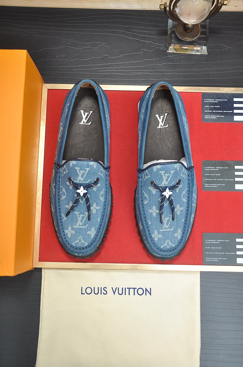 Louis Vuitton Men's Denim Monogrammed Loafers - Classic Style & Comfort 1 Louis Vuitton Men's Denim Monogrammed Loafers - Classic Style & Comfort