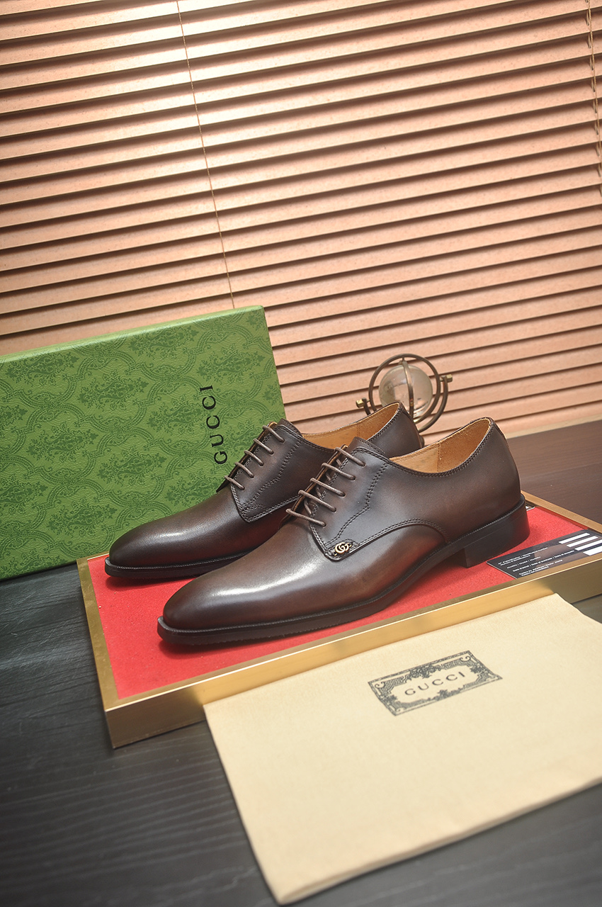 Gucci Men's Brown Leather Lace-Up Dress Shoes, Sizes 38-44 - Original Quality 5 i1742234122196 2800 0 3