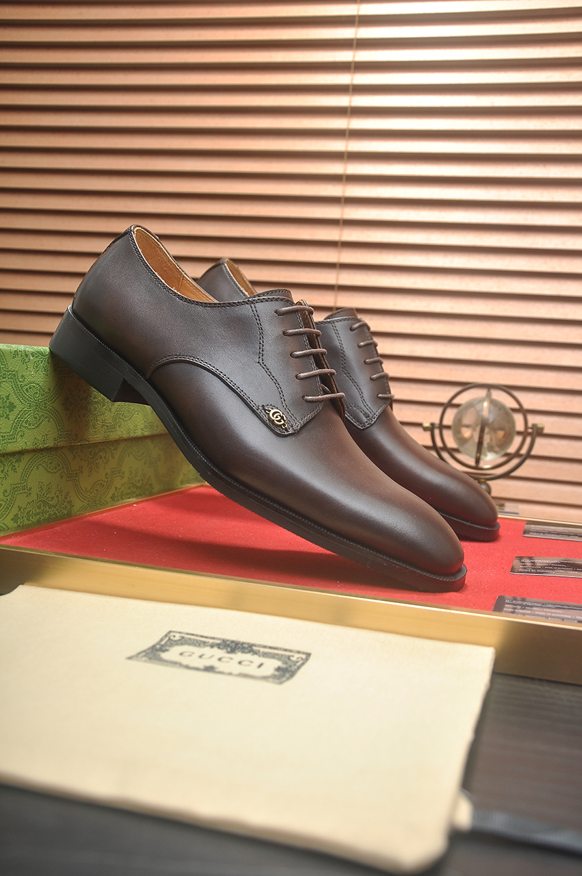 Gucci Men's Brown Leather Lace-Up Dress Shoes, Sizes 38-44 - Original Quality 4 i1742234122200 7473 0 2