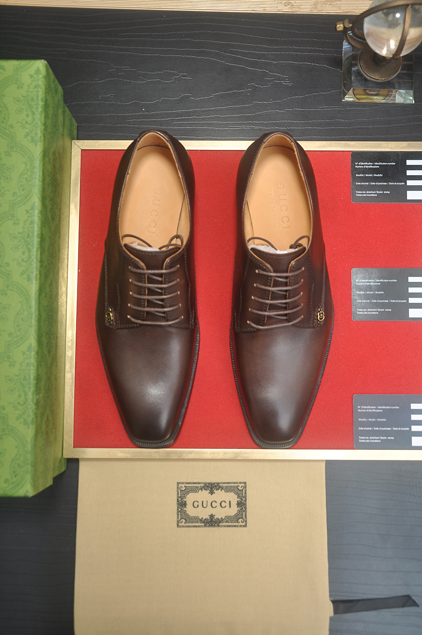 Gucci Men's Brown Leather Lace-Up Dress Shoes, Sizes 38-44 - Original Quality 3 i1742234122201 2286 0 1