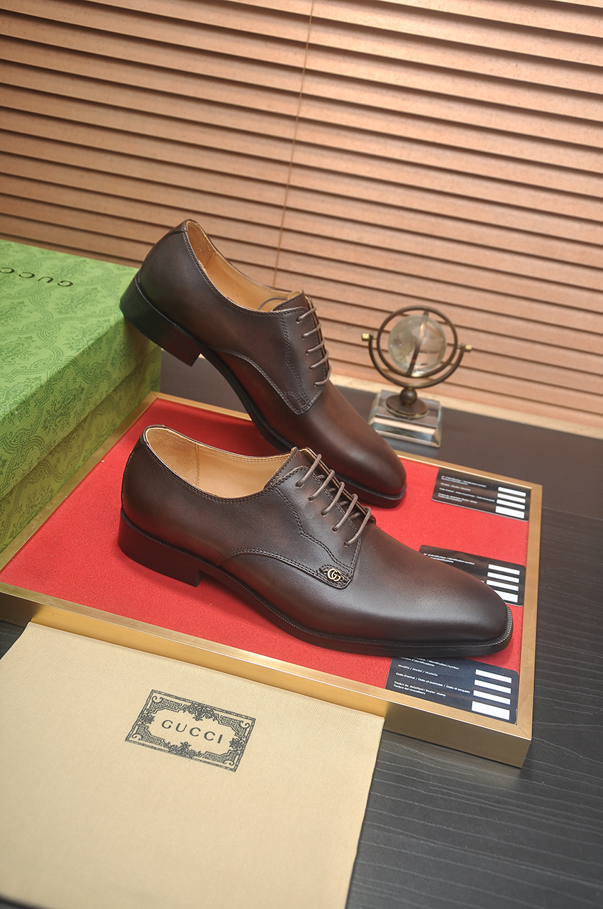 Gucci Men's Brown Leather Lace-Up Dress Shoes, Sizes 38-44 - Original Quality 7 i1742234122682 26 0 5