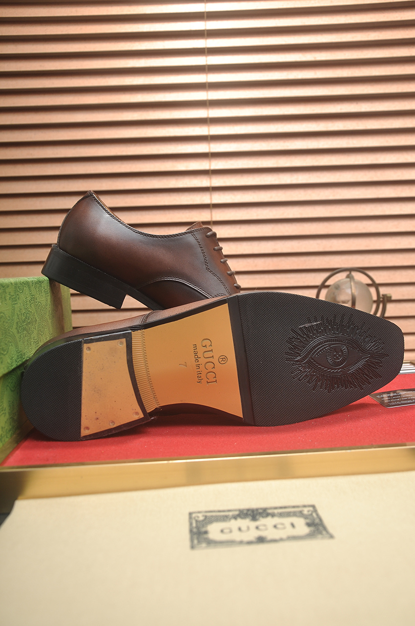 Gucci Men's Leather Dress Shoes, Brown Lace-Up Oxfords, Italian Craftsmanship 8 i1742234139796 110 0 6