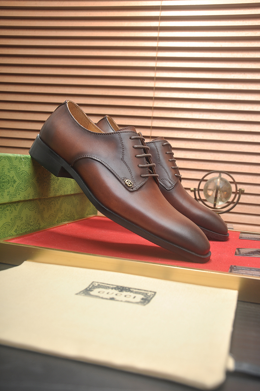 Gucci Men's Leather Dress Shoes, Brown Lace-Up Oxfords, Italian Craftsmanship 3 i1742234140404 2751 0 1