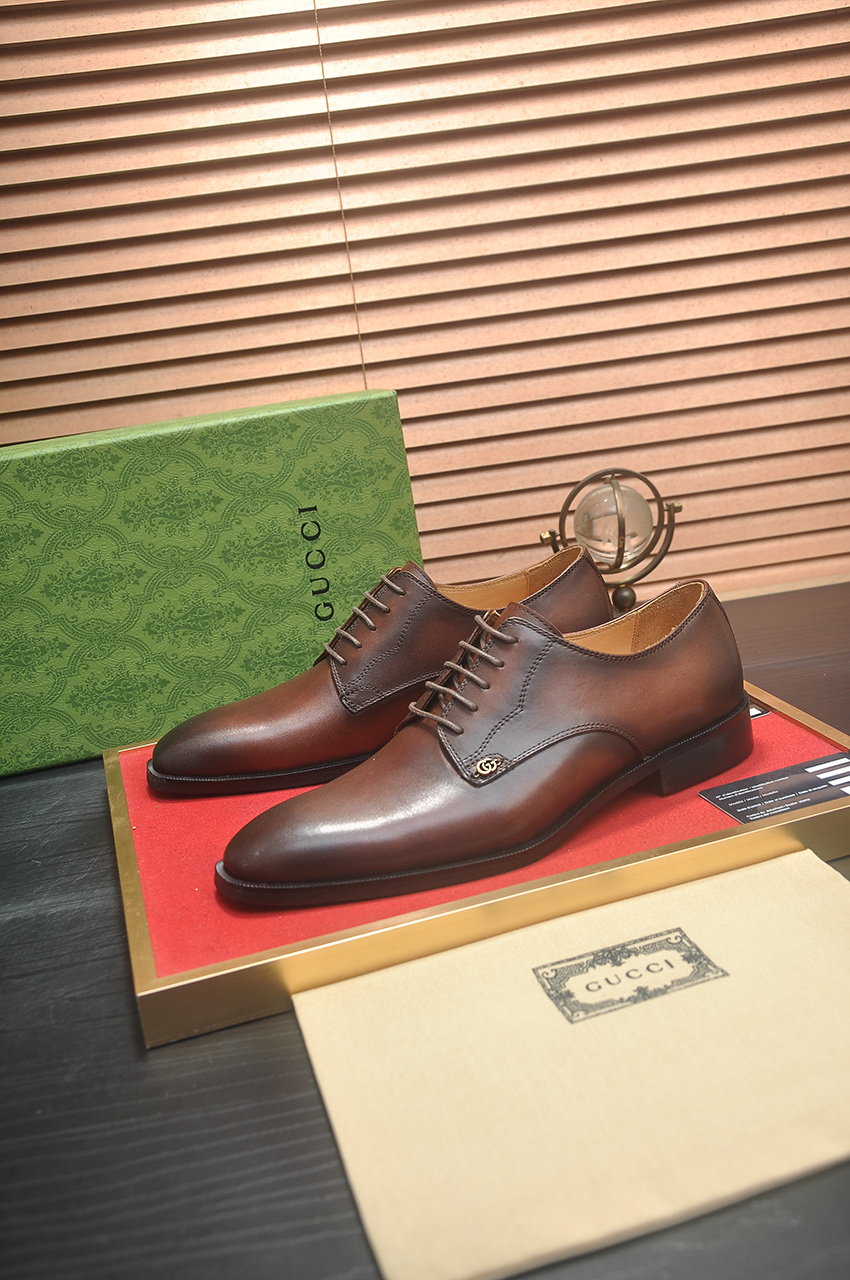 Gucci Men's Leather Dress Shoes, Brown Lace-Up Oxfords, Italian Craftsmanship 4 i1742234140415 1493 0 2