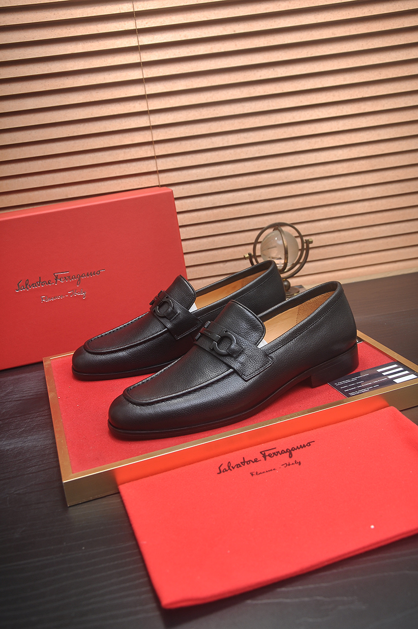 Ferragamo Men's Leather Loafers with Metal Buckle - Classic Style 4 i1742234255274 2868 0 2