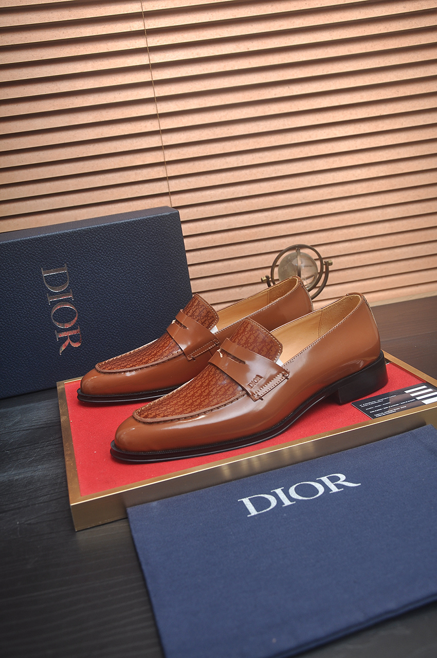 Dior Brown Leather Penny Loafers with Oblique Motif, Size 38-44 4 i1742234505601 7613 0 2