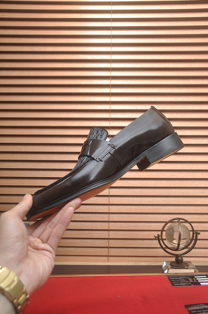 Dior Men's Loafers in Leather with Dior Oblique Motif - Brown 6 i1742234520755 2754 0 4