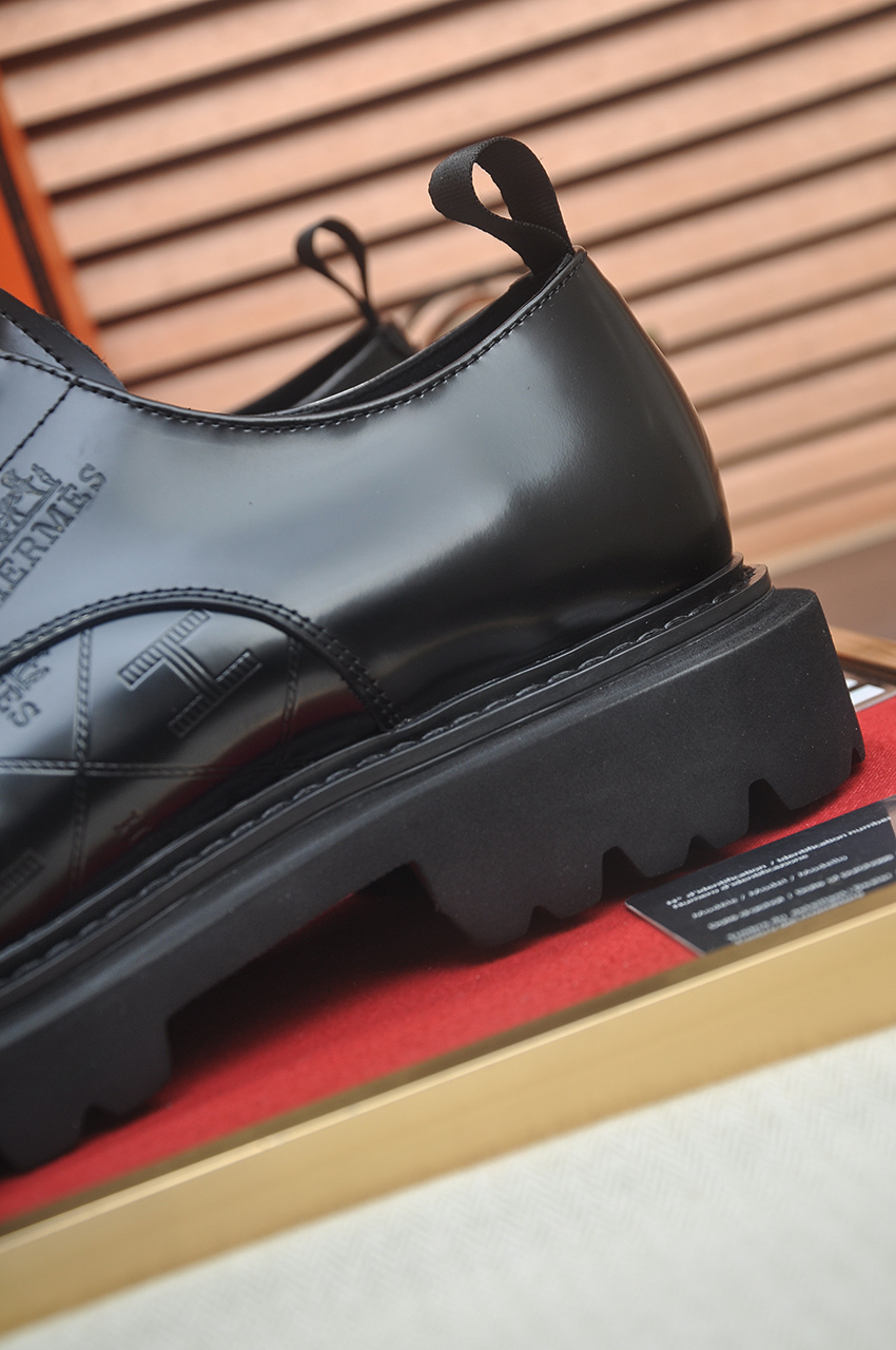 Hermes Men's Black Leather Lace-up Dress Shoes, Premium Quality, Size 38-45 10 i1742577583785 801 0 8