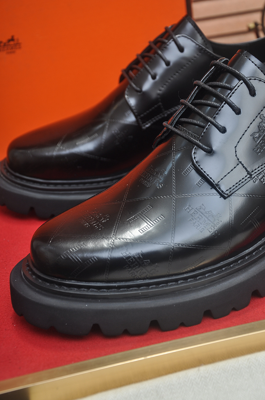 Hermes Men's Black Leather Lace-up Dress Shoes, Premium Quality, Size 38-45 9 i1742577584826 1885 0 7