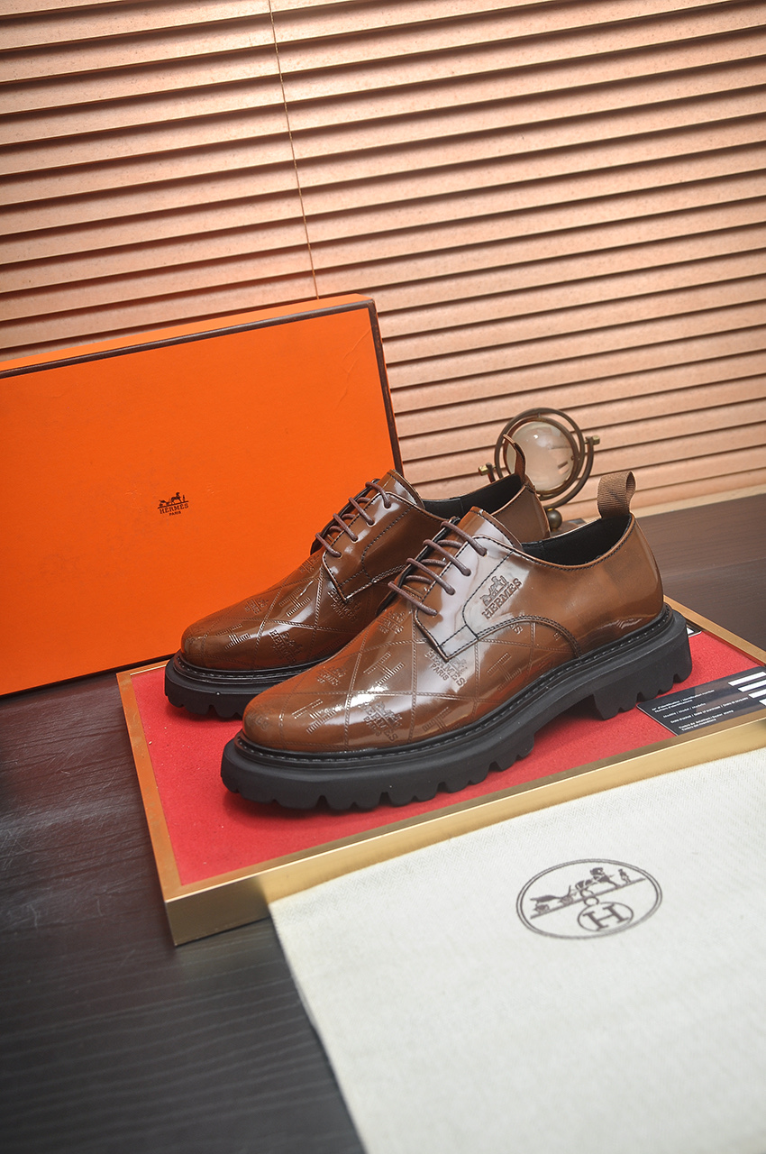 Hermes Classic Leather Dress Shoes, Brown, Sizes 38-45, Premium Quality 4 i1742577599287 6430 0 2