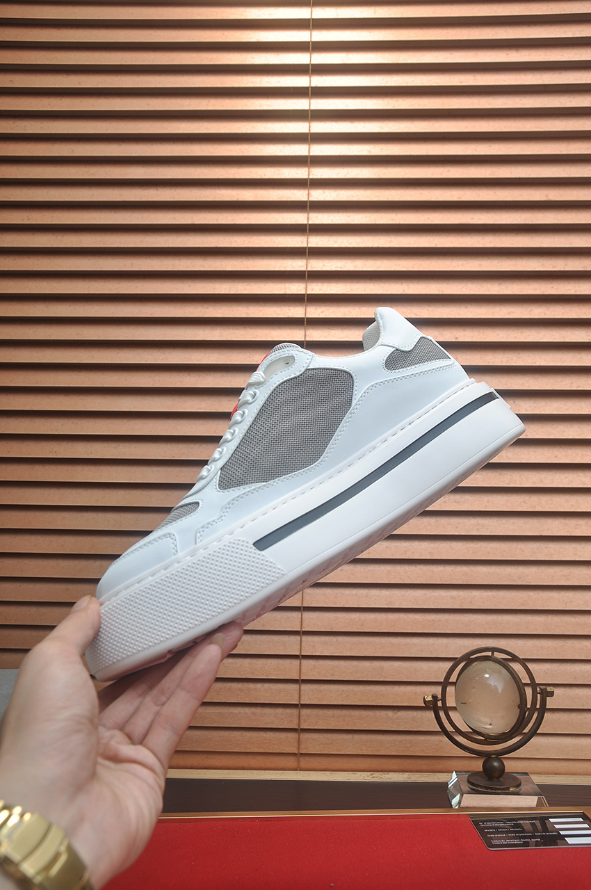 Prada Men's Leather & Mesh Sneakers, White, Sizes 38-44 6 i1742577686013 3498 0 4