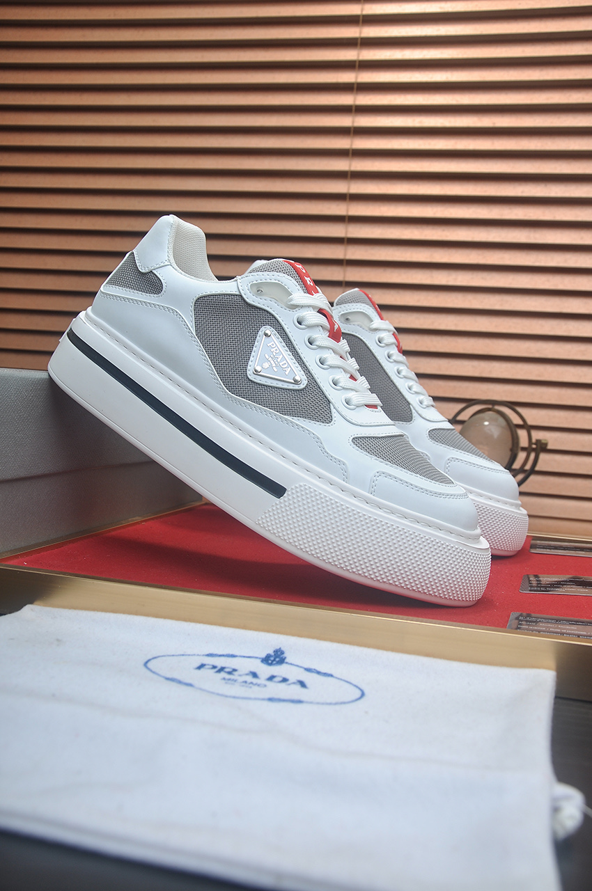 Prada Men's Leather & Mesh Sneakers, White, Sizes 38-44 4 i1742577686042 5201 0 2