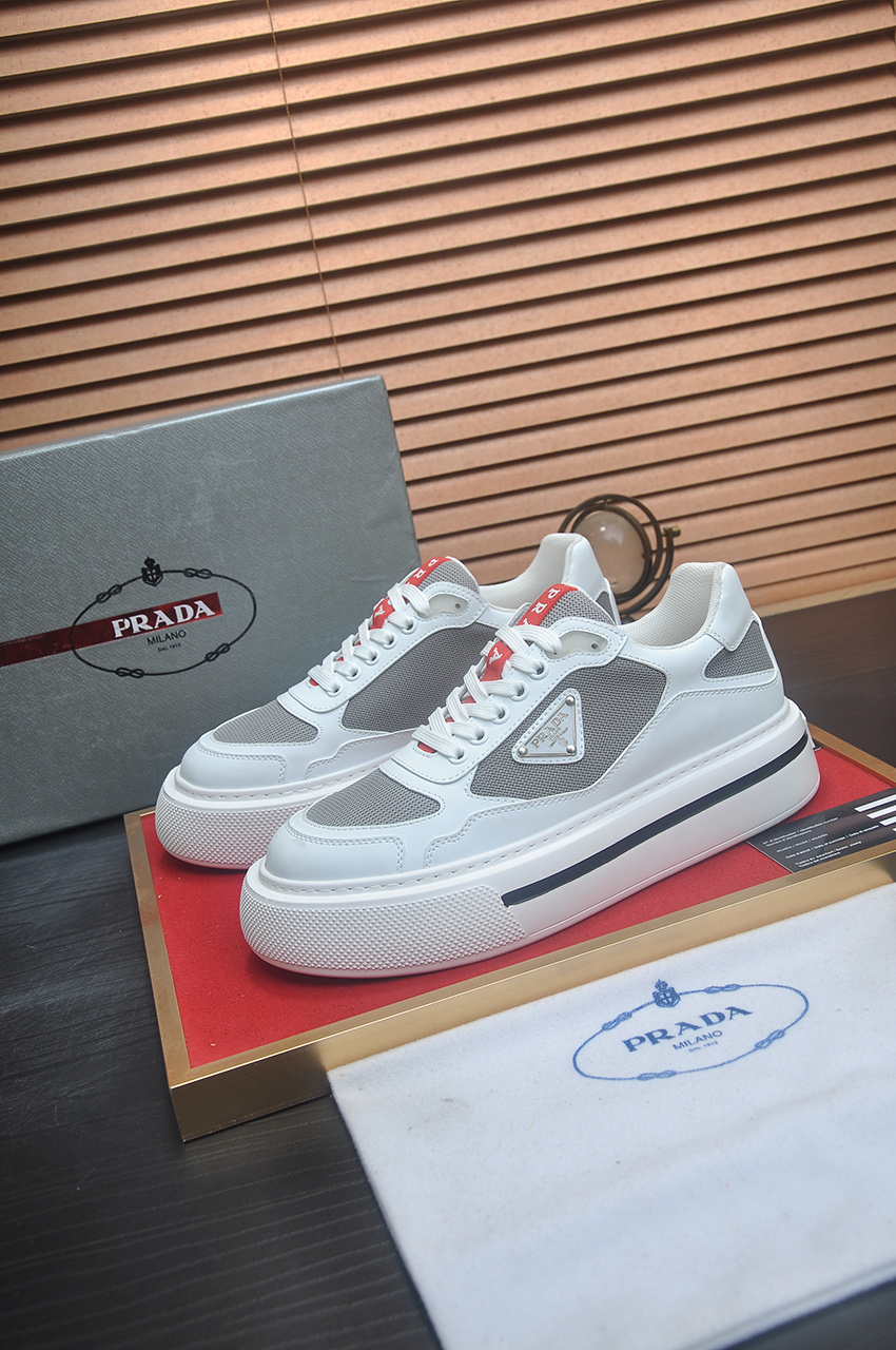 Prada Men's Leather & Mesh Sneakers, White, Sizes 38-44 5 i1742577686633 7029 0 3