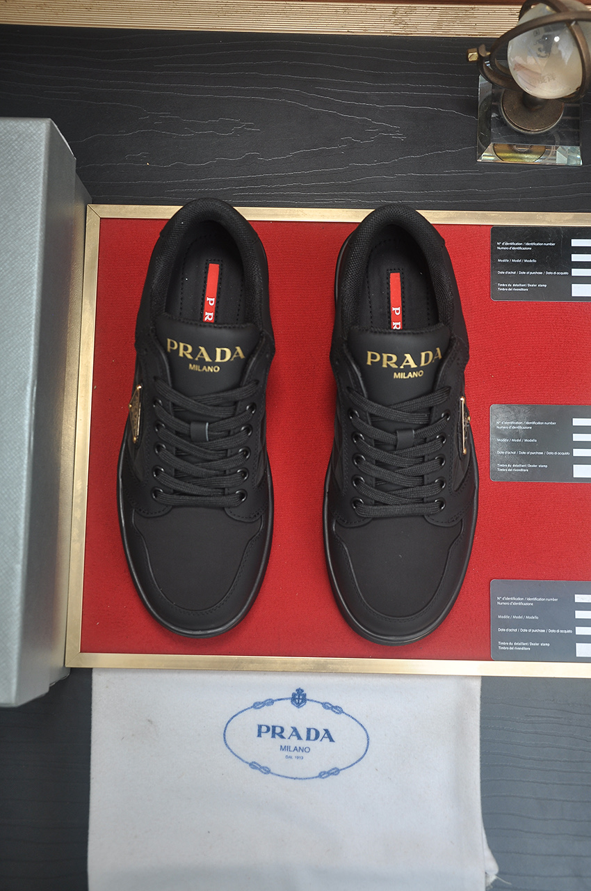 Prada Men's Black Leather Sneakers - Luxury Italian Design, Comfortable Fit 3 i1742577710518 5088 0 1