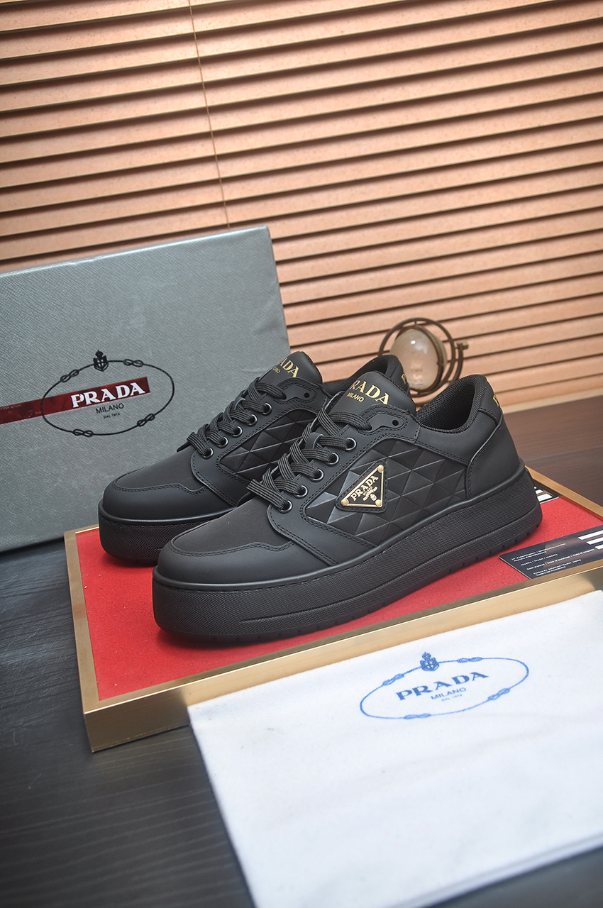 Prada Men's Black Leather Sneakers - Luxury Italian Design, Comfortable Fit 5 i1742577710529 3070 0 3