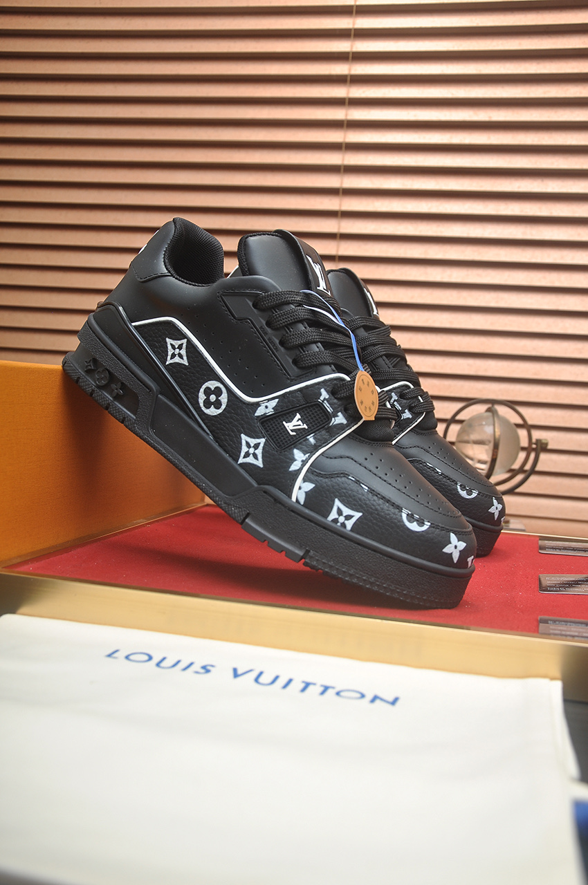 Louis Vuitton Trainer Maxi Sneaker Black Leather Monogram, Men's Size 39-45 4 i1742577828032 3540 0 2