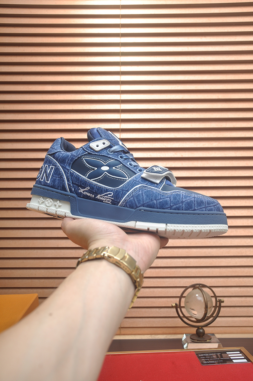 Louis Vuitton Trainer Maxi Sneaker: Denim, Monogram Accents, and Premium Comfort