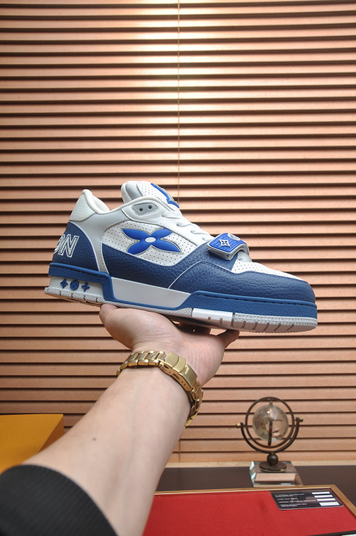 Louis Vuitton Trainer Maxi Sneakers White/Blue Leather, Monogram Accents 12 Louis Vuitton Trainer Maxi Sneakers White/Blue Leather, Monogram Accents