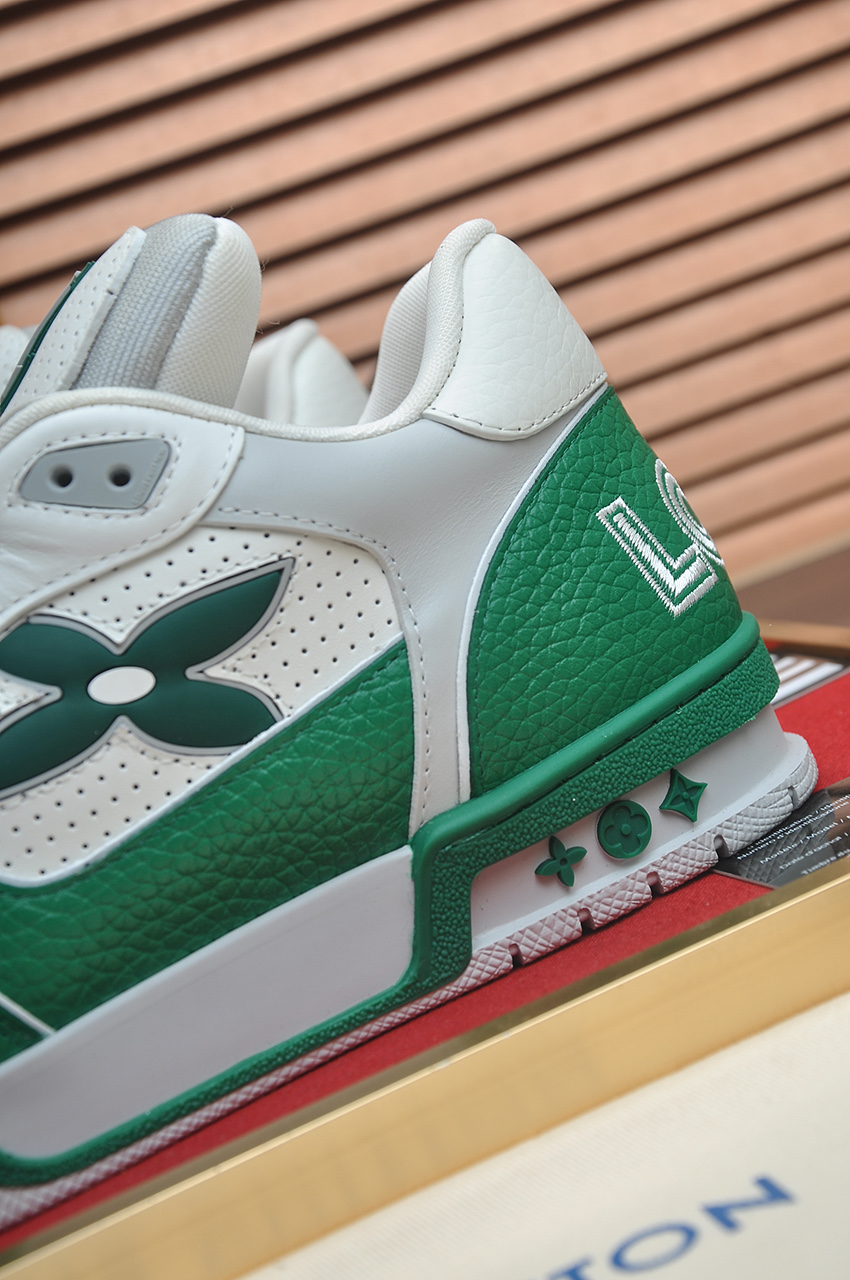 Louis Vuitton Trainer Maxi Sneakers White Green Leather Monogram,Limited Edition 10 i1742578187121 541 0 8
