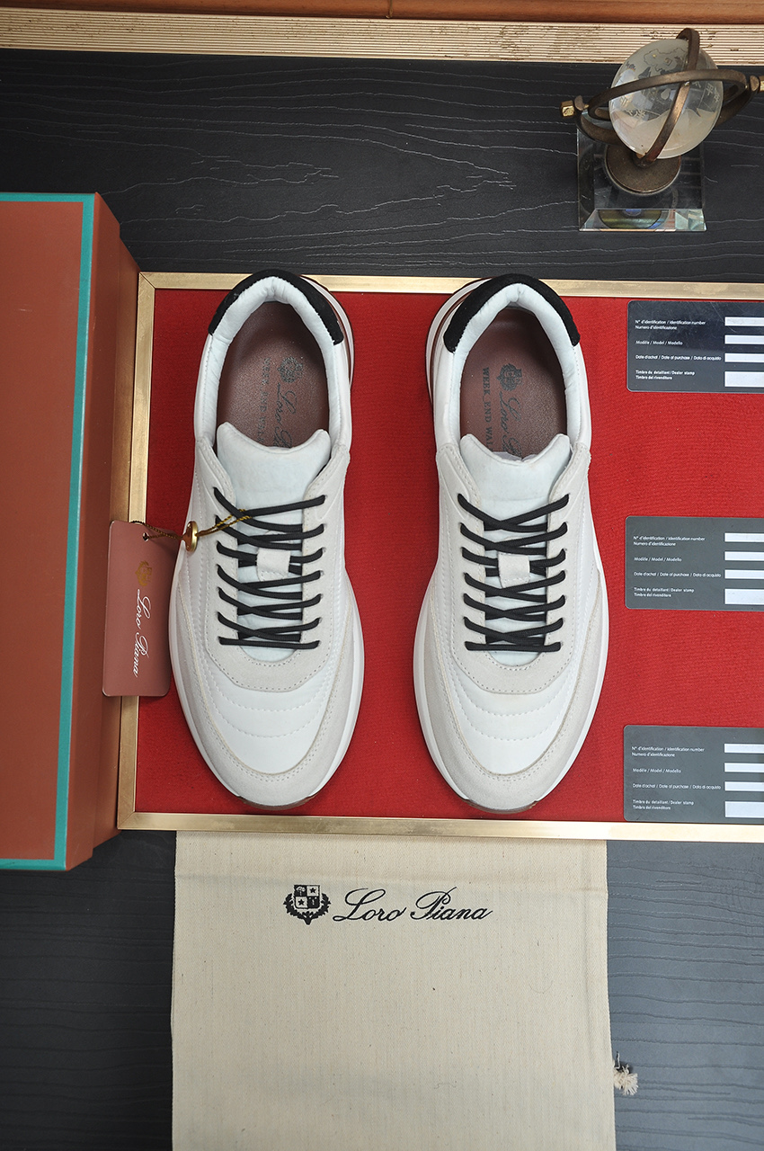 Loro Piana Men's White Leather & Suede Low Top Sneakers Size 38-44 3 i1742927193695 6139 0 1