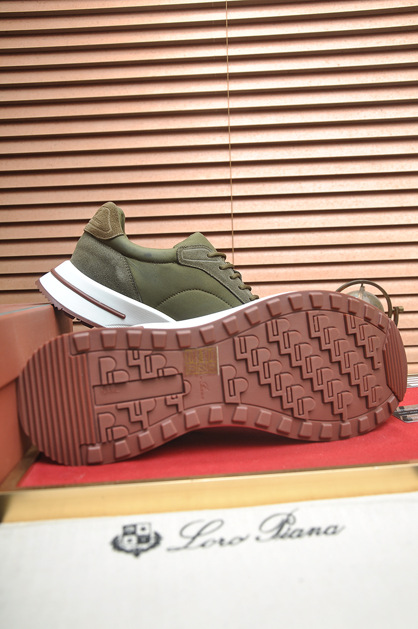 Loro Piana Men's Olive Green Suede & Leather Leisure Walk Sneakers 8 i1742927204339 3794 0 6