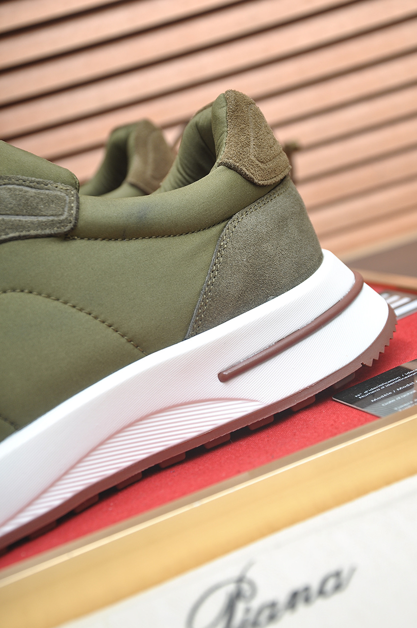 Loro Piana Men's Olive Green Suede & Leather Leisure Walk Sneakers 10 i1742927204353 3632 0 8