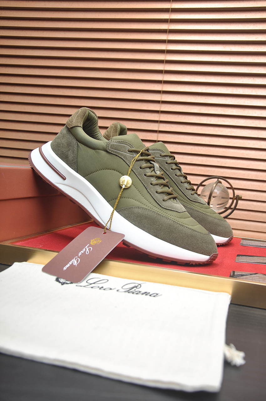 Loro Piana Men's Olive Green Suede & Leather Leisure Walk Sneakers 4 i1742927204371 116 0 2