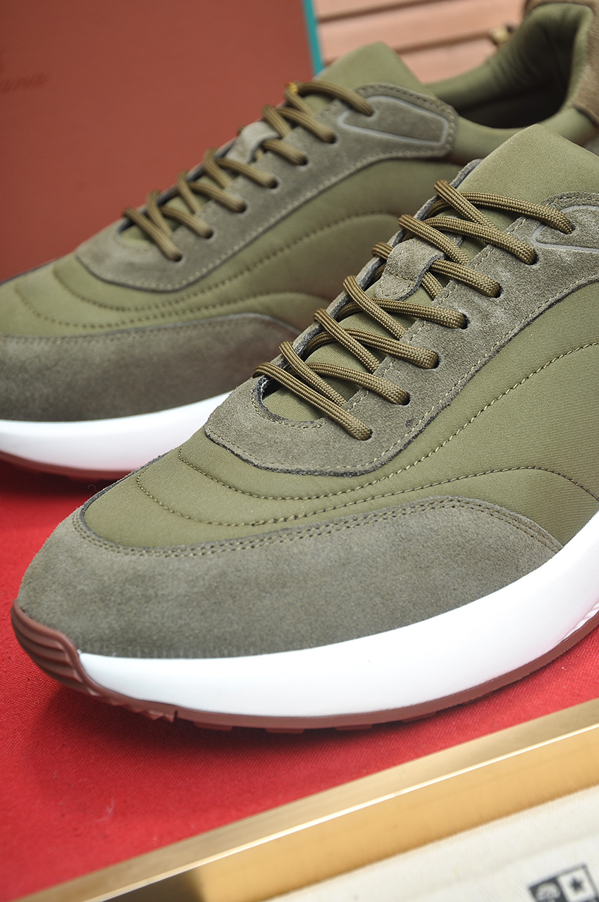 Loro Piana Men's Olive Green Suede & Leather Leisure Walk Sneakers 9 i1742927204371 3285 0 7