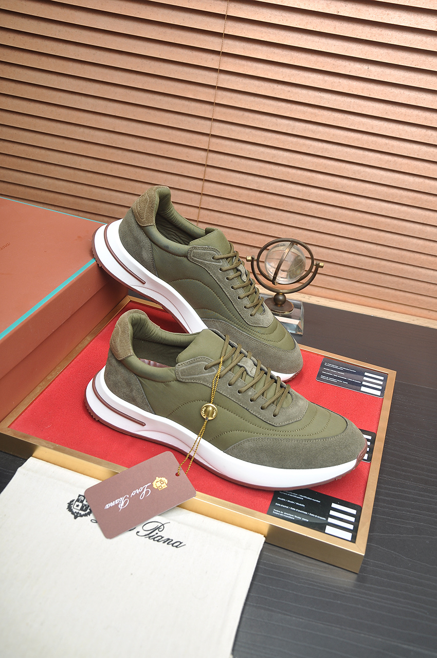 Loro Piana Men's Olive Green Suede & Leather Leisure Walk Sneakers 7 i1742927204375 9999 0 5