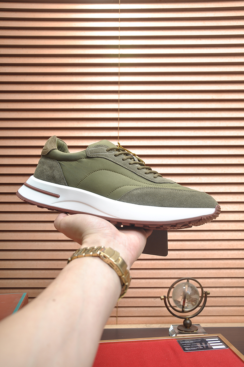Loro Piana Men's Olive Green Suede & Leather Leisure Walk Sneakers 2 i1742927204854 2341 0 0