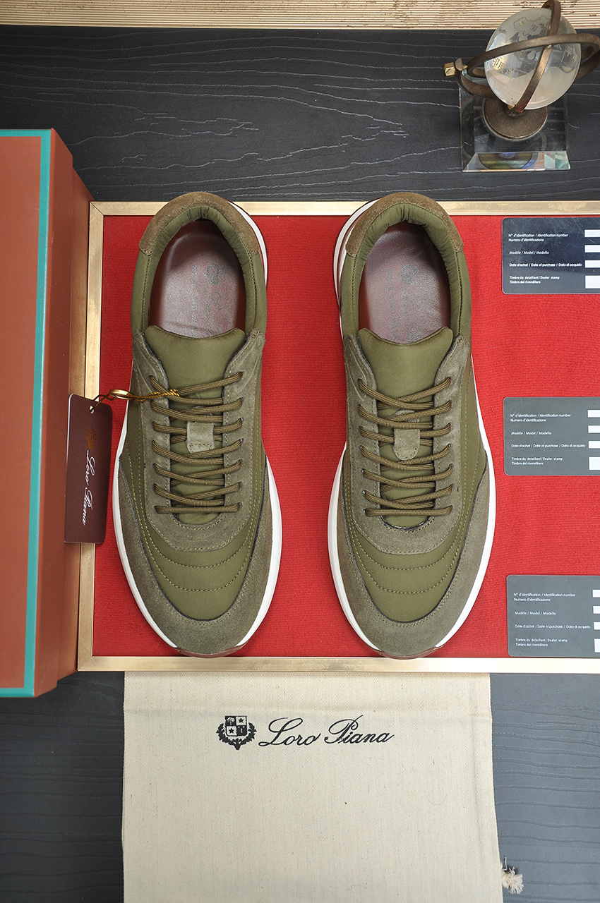 Loro Piana Men's Olive Green Suede & Leather Leisure Walk Sneakers 3 i1742927204890 1413 0 1