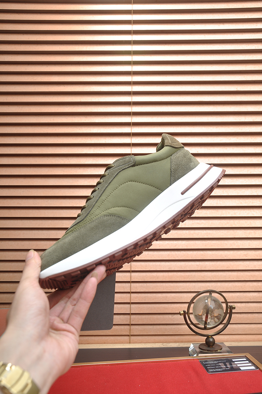 Loro Piana Men's Olive Green Suede & Leather Leisure Walk Sneakers 6 i1742927204911 5060 0 4