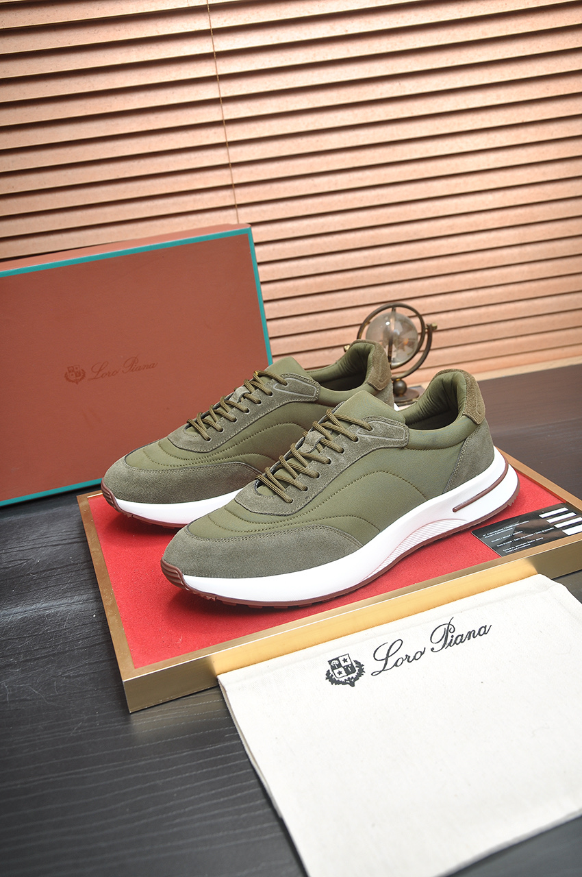 Loro Piana Men's Olive Green Suede & Leather Leisure Walk Sneakers 5 i1742927204913 867 0 3