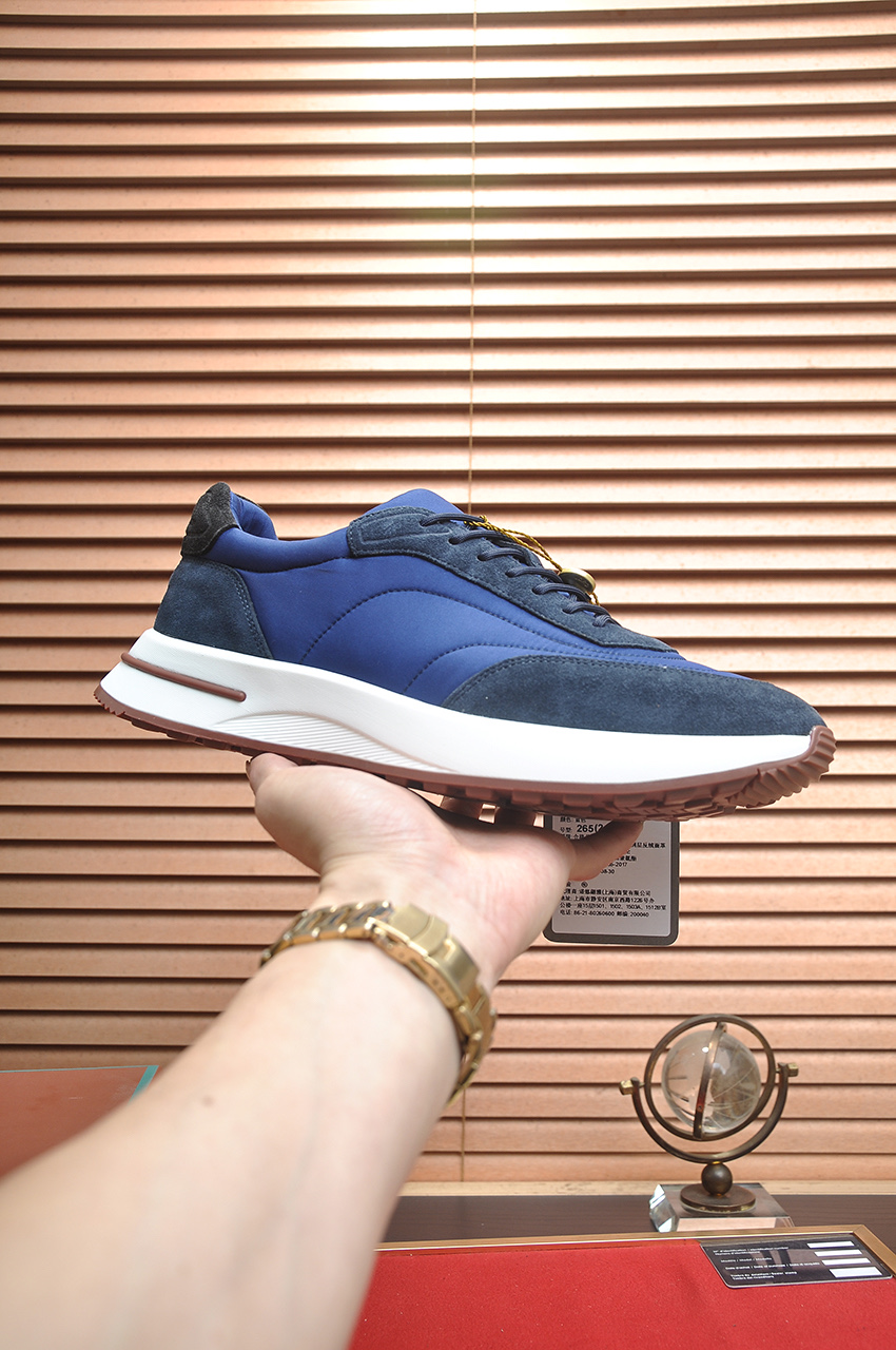 Loro Piana Men's Blue Suede and Leather Low Top Sneakers Size 38-44 1 Loro Piana Men's Blue Suede and Leather Low Top Sneakers Size 38-44