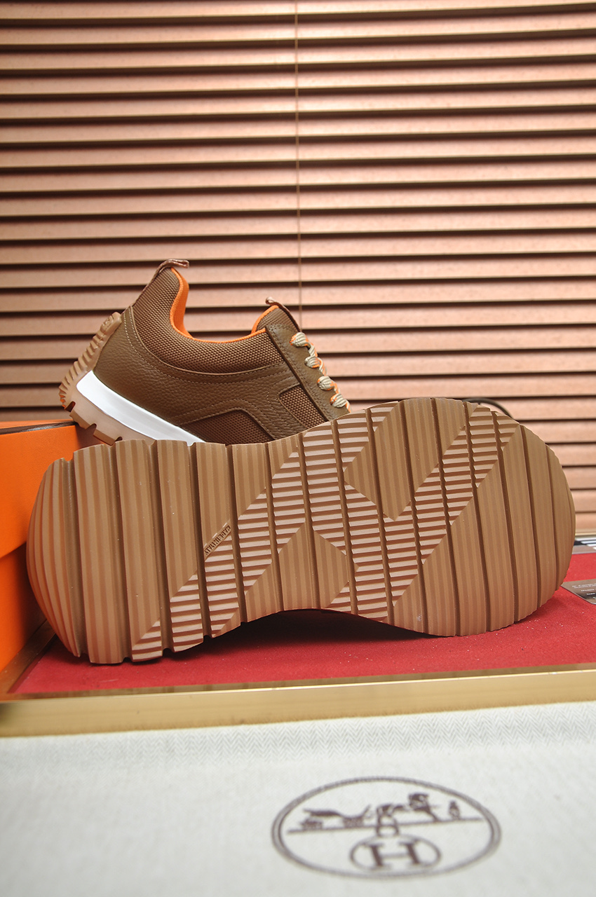 Hermes Men's Brown Leather Sneakers - Comfortable and Stylish Footwear 8 i1742927284203 5680 0 6