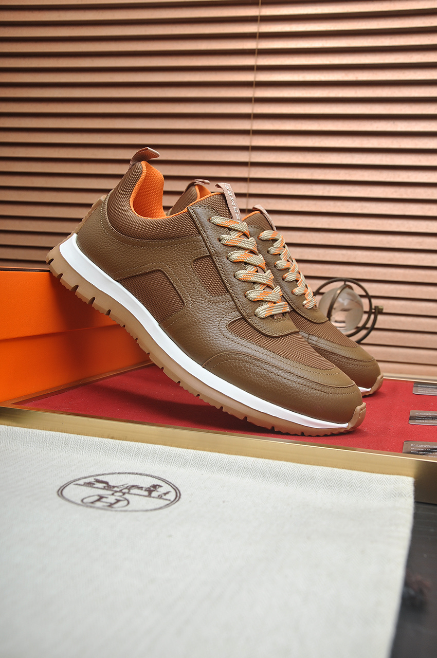 Hermes Men's Brown Leather Sneakers - Comfortable and Stylish Footwear 4 i1742927284772 5026 0 2