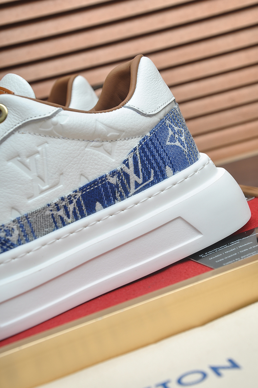 Louis Vuitton Men's LV Trainer Sneaker in White & Blue Monogram Denim 10 i1742927337632 2406 0 8