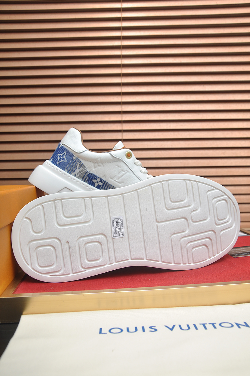 Louis Vuitton Men's LV Trainer Sneaker in White & Blue Monogram Denim 8 i1742927338369 9396 0 6