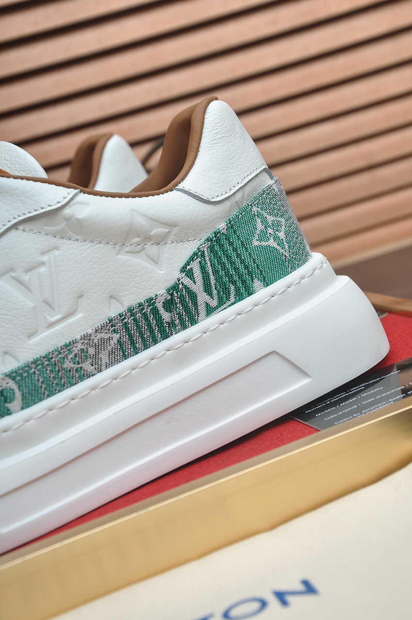 Louis Vuitton Men's White Leather and Green Monogram Low-Top Sneakers 10 i1742927378423 8215 0 8