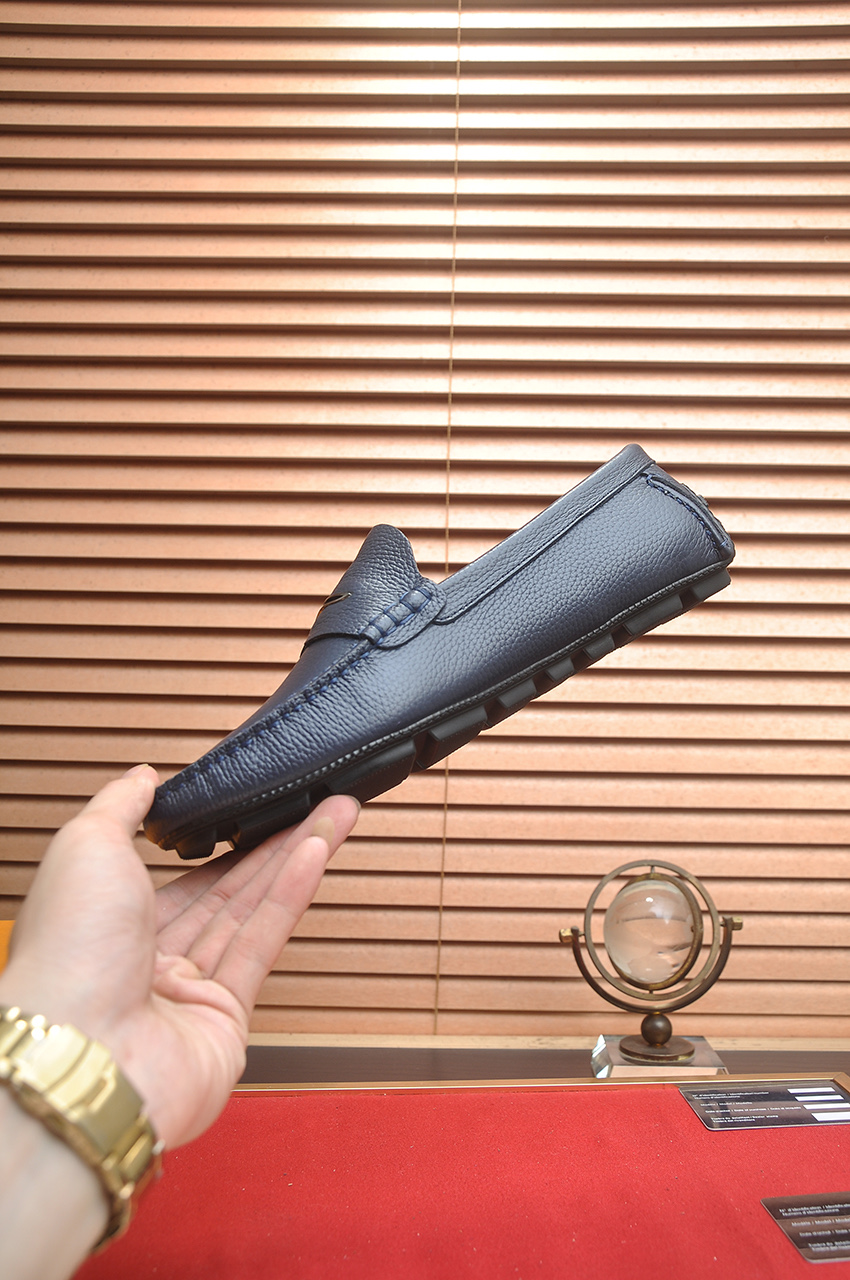 Louis Vuitton Men's Blue Leather Loafers with Water Stain Interior 6 i1743097932786 8479 0 4