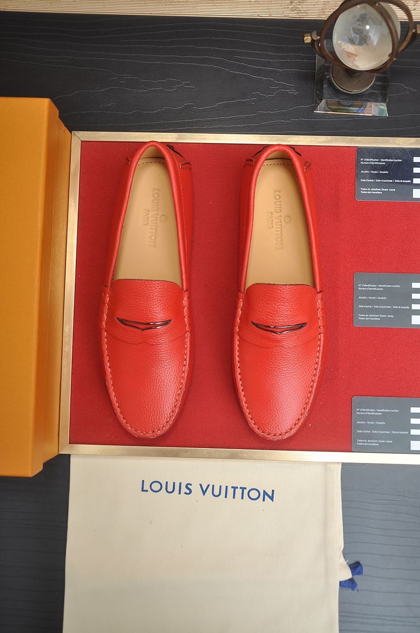 Louis Vuitton Red Leather Loafers - Comfortable & Stylish Slip-Ons 1 Louis Vuitton Red Leather Loafers - Comfortable & Stylish Slip-Ons
