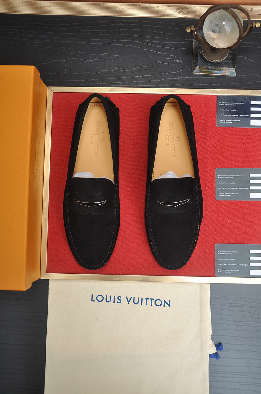 Louis Vuitton Men's Suede Leather Loafers, Black, Sizes 38-44 1 Louis Vuitton Men's Suede Leather Loafers, Black, Sizes 38-44