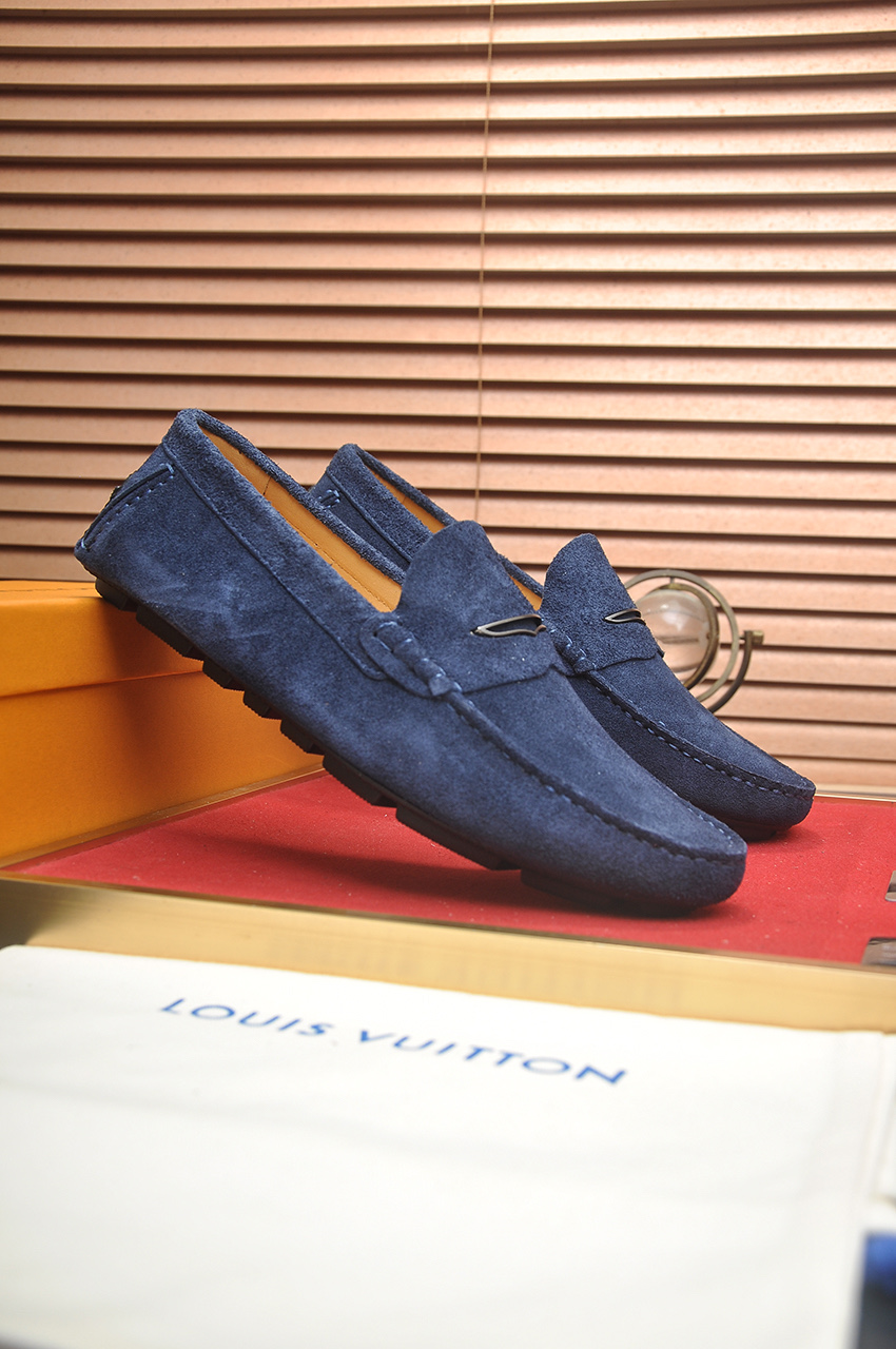 Louis Vuitton Men's Blue Suede Leather Driving Loafers, Size 38-44 3 i1743098047742 9580 0 1