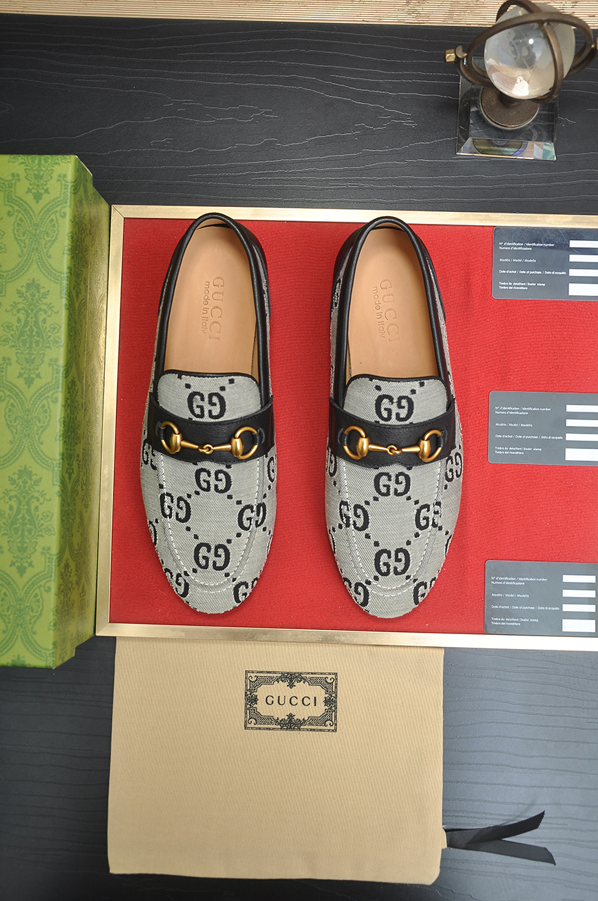 Gucci Men's GG Jacquard Leather Loafers 1 Gucci Men's GG Jacquard Leather Loafers