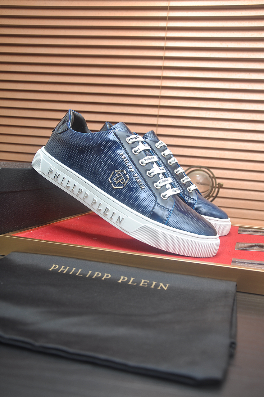 Philipp Plein Men's Blue Leather Low-Top Sneakers, Sizes 38-45 3 i1744910199320 5985 0 1