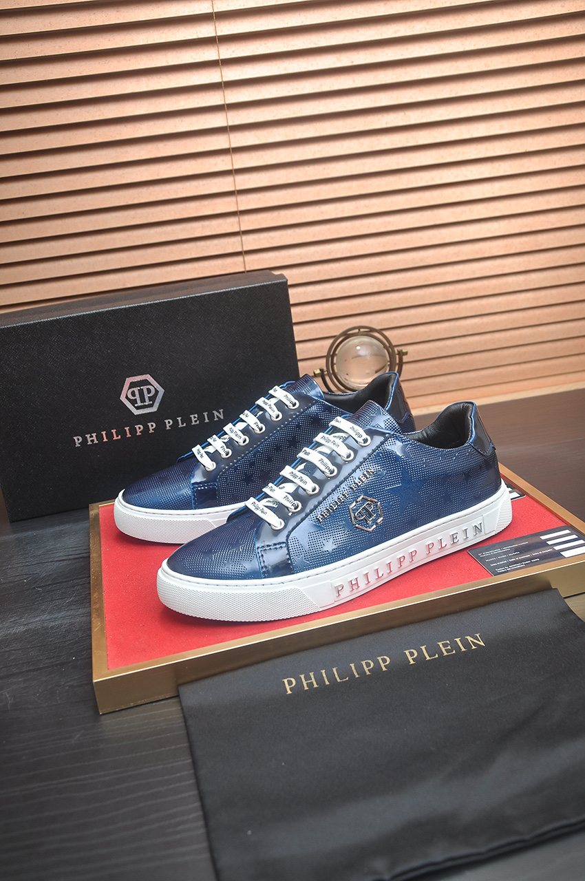 Philipp Plein Men's Blue Leather Low-Top Sneakers, Sizes 38-45 4 i1744910200387 5333 0 2